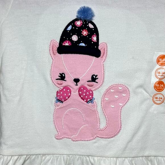 Gymboree Winter Cat Shirt Size 18-24 Months NEW Peplum Hem - Picture 2 of 7